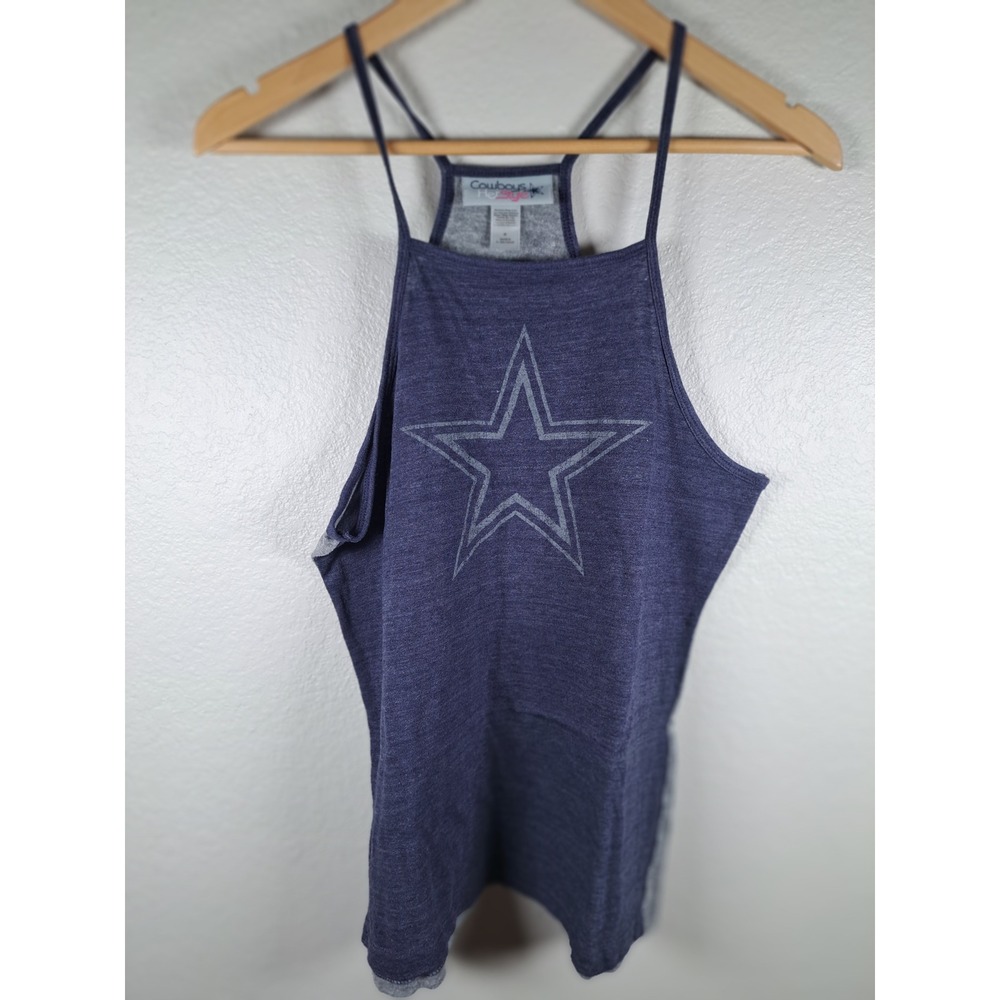 Dallas Cowboys HerStyle Womens Navy Gray Star Graphic Tank Top Medium NFL